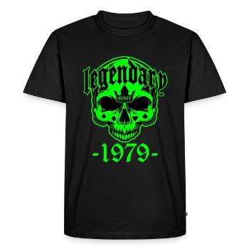 Colors can be changed | Legendary since 1979 - Skull - Men's Premium Organic T-Shirt - black - Front - Nico (187cm)