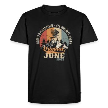 Juni 1963 Original - Aged To Perfection 1963 Juni - Men's Premium Organic T-Shirt - black - Front - Nico (187cm)