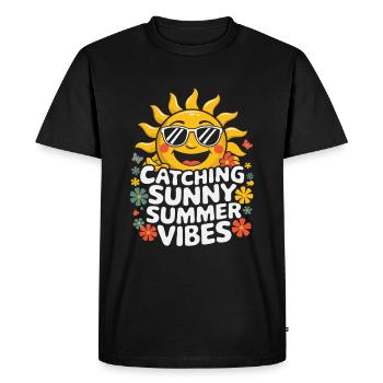Moments d’été ensoleillés Vibrations Soleil d’été - T-shirt Premium bio Homme - noir - Devant - Nico (187cm)