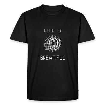 La vie est brassée - Funny Beer Party Shirt - T-shirt Premium bio Homme - noir - Devant - Nico (187cm)