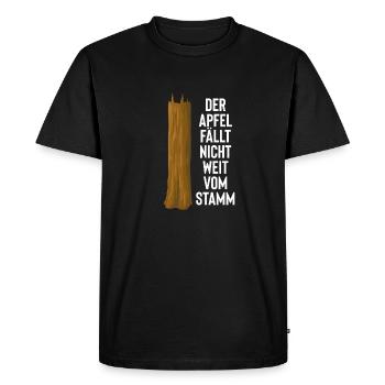 Vater Sohn Partnerlook Apfel Stamm Sprichwort V1 - Männer Premium Bio T-Shirt - Schwarz - Vorne - Nico (187cm)