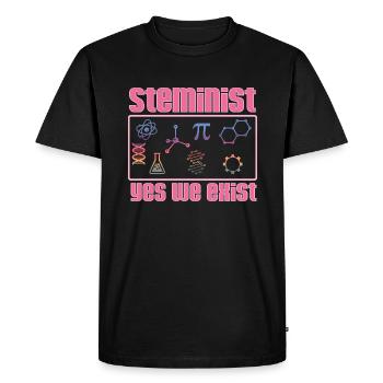 Steminist Yes We Exist - Men's Premium Organic T-Shirt - black - Front - Nico (187cm)