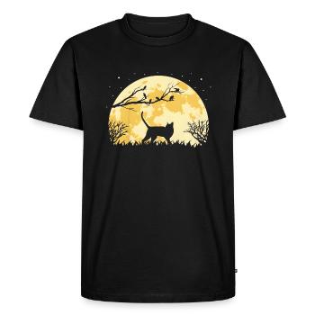 Chat Chaton Drole Lune Nuit Femme Fille - T-shirt Premium bio Homme - noir - Devant - Nico (187cm)