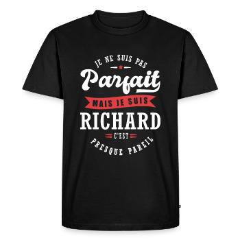 Richard Parfait Cadeau prenom richard - T-shirt Premium bio Homme - noir - Devant - Nico (187cm)