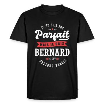 Bernard Parfait Cadeau prenom bernard - T-shirt Premium bio Homme - noir - Devant - Nico (187cm)