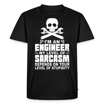 Ingénieur Sarcasme - T-shirt Premium bio Homme - noir - Devant - Nico (187cm)