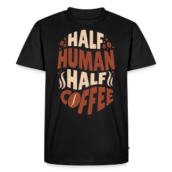 Moitié humain moitié café Humour drôle dire bureau - T-shirt Premium bio Homme - noir - Devant - Nico (187cm)