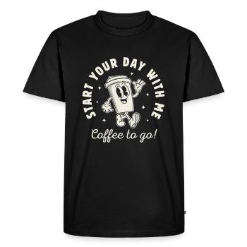 Start Your Day With Coffee - Men's Premium Organic T-Shirt - black - Front - Nico (187cm)