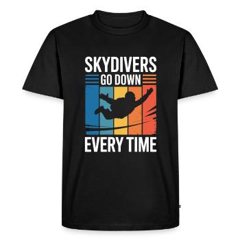 Skydivers Go Down Every Time Funny Parachuting - Men's Premium Organic T-Shirt - black - Front - Nico (187cm)