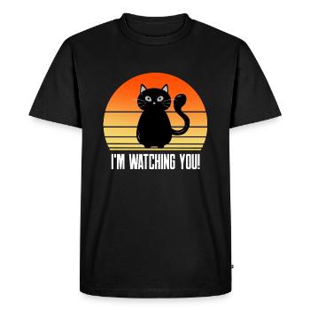 I'm watching you funny black Cat schwarze Katze - Men's Premium Organic T-Shirt - black - Front - Nico (187cm)