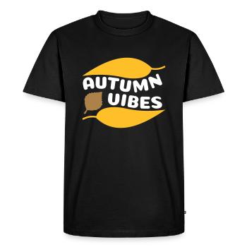 Vibrations d’automne (feuilles incurvées) - T-shirt Premium bio Homme - noir - Devant - Nico (187cm)