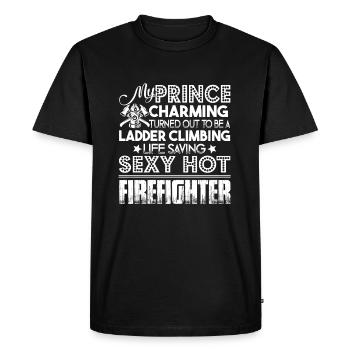 Firefighter Turned Out To Be A Ladder Climbing - Men's Premium Organic T-Shirt - black - Front - Nico (187cm)