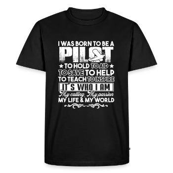 Pilot Born To Be A Pilot - Men's Premium Organic T-Shirt - black - Front - Nico (187cm)