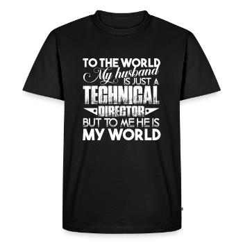 Technical Director Is My World - Men's Premium Organic T-Shirt - black - Front - Nico (187cm)