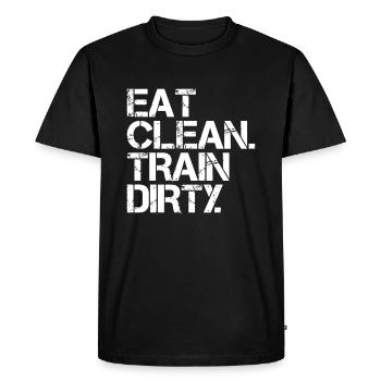Eat Clean Train Dirty - Men's Premium Organic T-Shirt - black - Front - Nico (187cm)