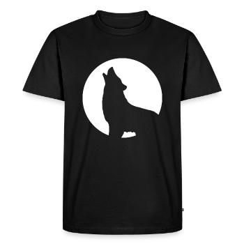 Loup hurlant lune pleine lune nuit - T-shirt Premium bio Homme - noir - Devant - Nico (187cm)