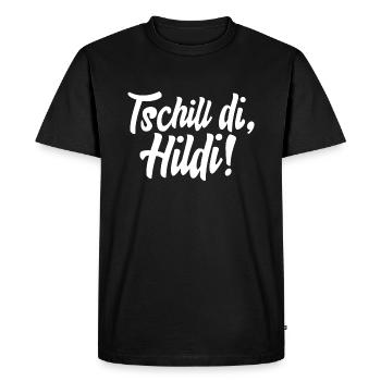 TSCHILL DI HILDI! - Männer Premium Bio T-Shirt - Schwarz - Vorne - Nico (187cm)