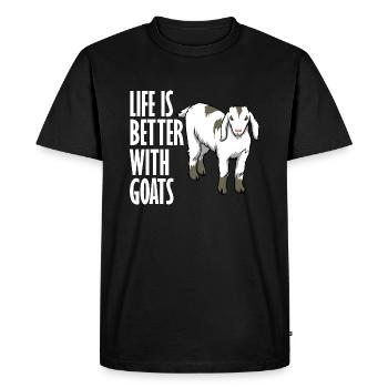 La vie avec les chèvres Un animal de ferme - T-shirt Premium bio Homme - noir - Devant - Nico (187cm)