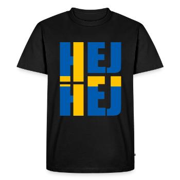 SUÉDOIS HEJ HEJ SUÈDE - T-shirt Premium bio Homme - noir - Devant - Nico (187cm)