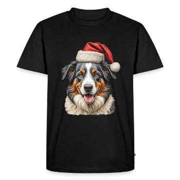 Chien Border Collie de Noël - T-shirt Premium bio Homme - noir - Devant - Nico (187cm)