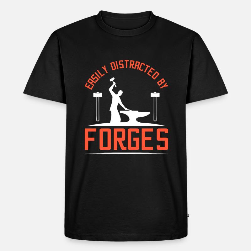 Easily distracted by forges - Männer Premium Bio T-Shirt - Schwarz