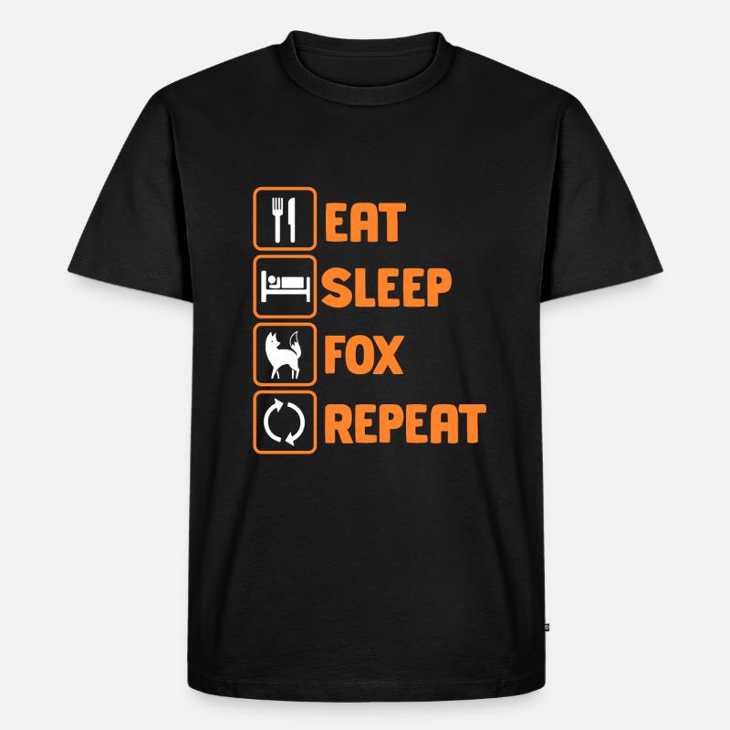 Eat Sleep fox Repeat - Männer Premium Bio T-Shirt - Schwarz