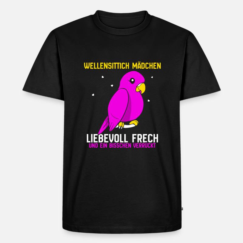 Wellensittich Mädchen - Männer Premium Bio T-Shirt - Schwarz