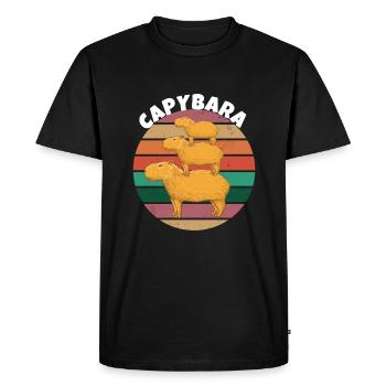 Famille Capybara - T-shirt Premium bio Homme - noir - Devant - Nico (187cm)