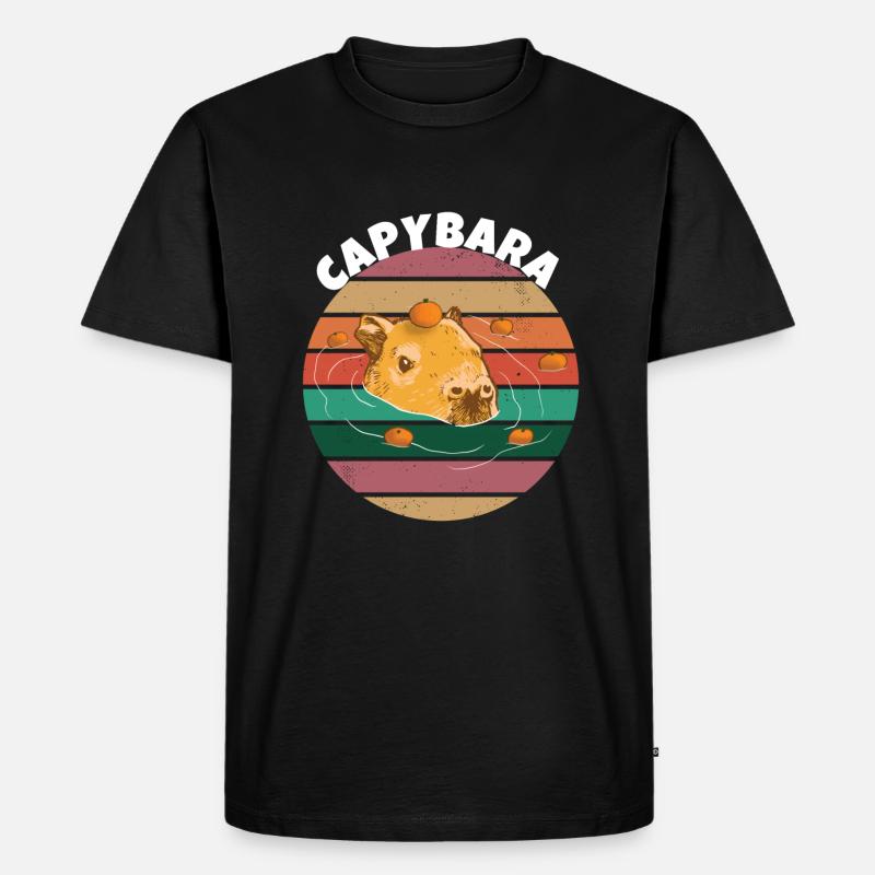 Capybara Orange Meme Design - Männer Premium Bio T-Shirt - Schwarz