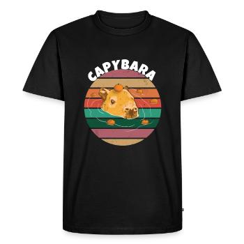 Mèmes orange Capybara - T-shirt Premium bio Homme - noir - Devant - Nico (187cm)