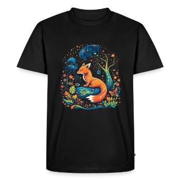 Fox Forest Moon Fable, conte de fées mythique - T-shirt Premium bio Homme - noir - Devant - Nico (187cm)