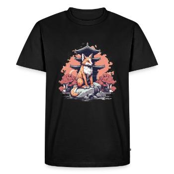 Fox Japan Inari Temple Kami Nippon Shinto - Men's Premium Organic T-Shirt - black - Front - Nico (187cm)