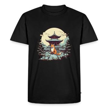 Fox Japan Inari Temple Kami Nippon Shinto - Men's Premium Organic T-Shirt - black - Front - Nico (187cm)