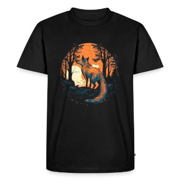 Fox Forest Moon Fable, conte de fées mythique - T-shirt Premium bio Homme - noir - Devant - Nico (187cm)