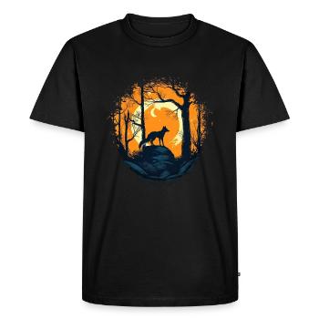 Fox Forest Moon Fable, conte de fées mythique - T-shirt Premium bio Homme - noir - Devant - Nico (187cm)