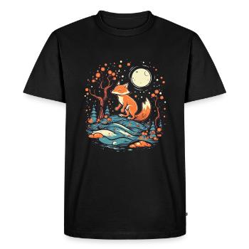 Fox Forest Moon Fable, conte de fées mythique - T-shirt Premium bio Homme - noir - Devant - Nico (187cm)