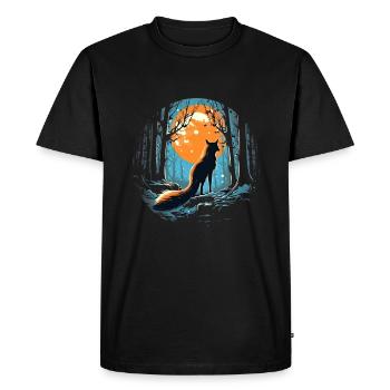 Fox Forest Moon Fable, conte de fées mythique - T-shirt Premium bio Homme - noir - Devant - Nico (187cm)