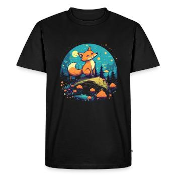 Fox Forest Moon Fable, conte de fées mythique - T-shirt Premium bio Homme - noir - Devant - Nico (187cm)