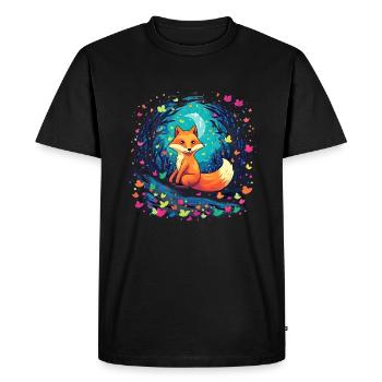 Fox Forest Moon Fable, conte de fées mythique - T-shirt Premium bio Homme - noir - Devant - Nico (187cm)