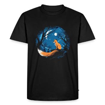Fox Forest Moon Fable, conte de fées mythique - T-shirt Premium bio Homme - noir - Devant - Nico (187cm)