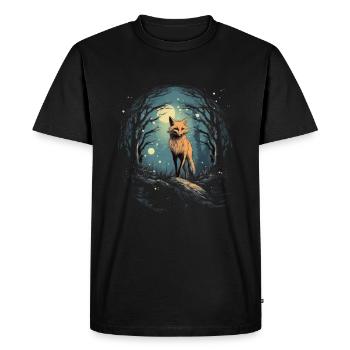 Fox Forest Moon Fable, conte de fées mythique - T-shirt Premium bio Homme - noir - Devant - Nico (187cm)