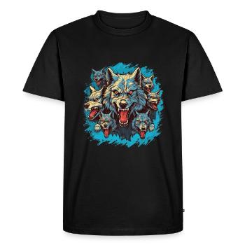 Mythe du chien-loup-garou, Cerberus, Hellhound - T-shirt Premium bio Homme - noir - Devant - Nico (187cm)