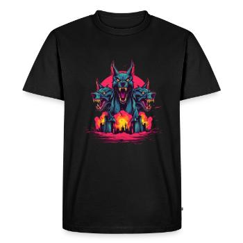 Mythe du chien-loup-garou, Cerberus, Hellhound - T-shirt Premium bio Homme - noir - Devant - Nico (187cm)