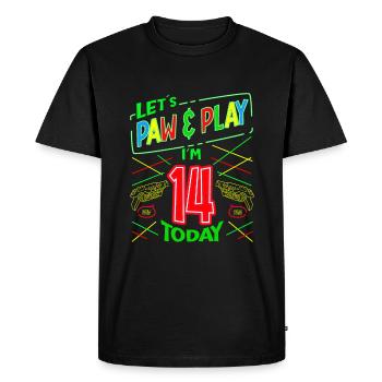 Let's Paw & Play I ́m 14 Years Old Today Laser Tag - Men's Premium Organic T-Shirt - black - Front - Nico (187cm)