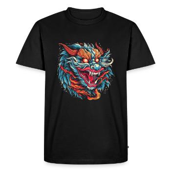 Dragon mystical Lindwurm Monster Monster Monster - Men's Premium Organic T-Shirt - black - Front - Nico (187cm)