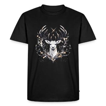 Cerf d’élan nature forêt scandinave - T-shirt Premium bio Homme - noir - Devant - Nico (187cm)