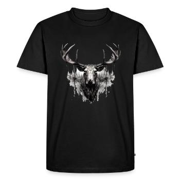 Cerf d’élan nature forêt scandinave - T-shirt Premium bio Homme - noir - Devant - Nico (187cm)