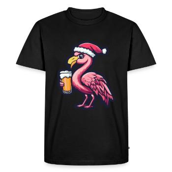 Flamingo Bière de Noël Drôle - T-shirt Premium bio Homme - noir - Devant - Nico (187cm)
