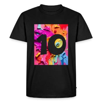 NON. 10 NUMÉRO 10 COLORÉ 10E ANNIVERSAIRE - T-shirt Premium bio Homme - noir - Devant - Nico (187cm)