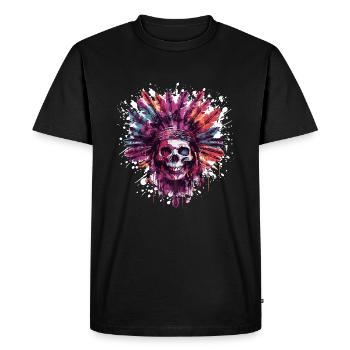 Chef de crâne indien - T-shirt Premium bio Homme - noir - Devant - Nico (187cm)